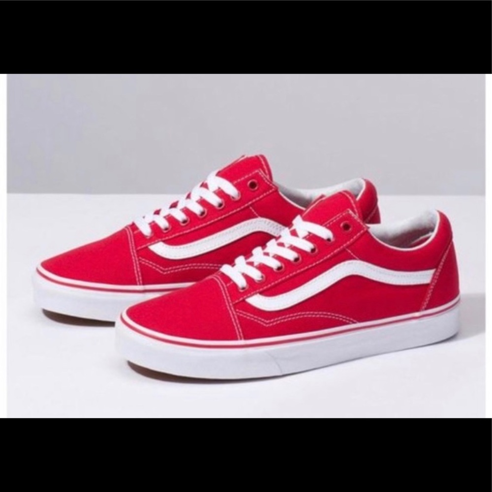 Red Old Skool Vans.